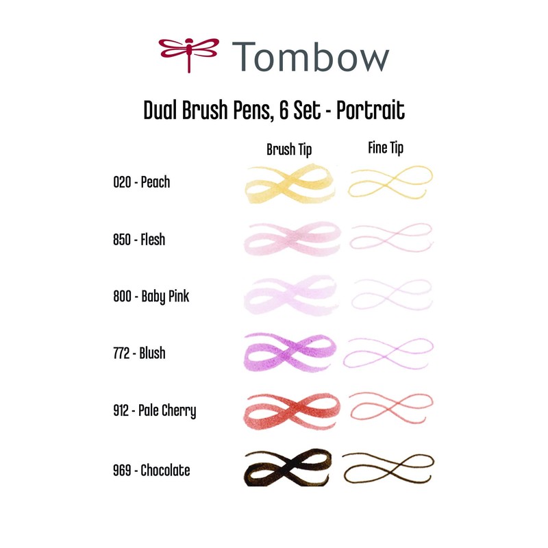 Tombow Dual Brush Pen Art Markers, Portrait, 6-Pack, DBP6-56165