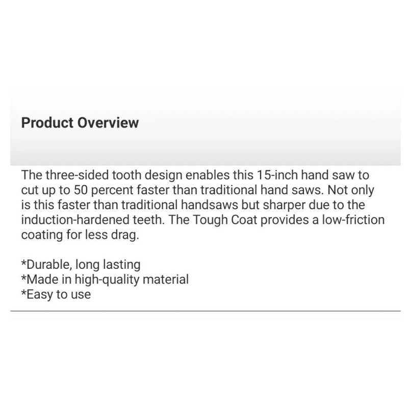 Dewalt Standard Hand Saw- 15 In. 8 TPI