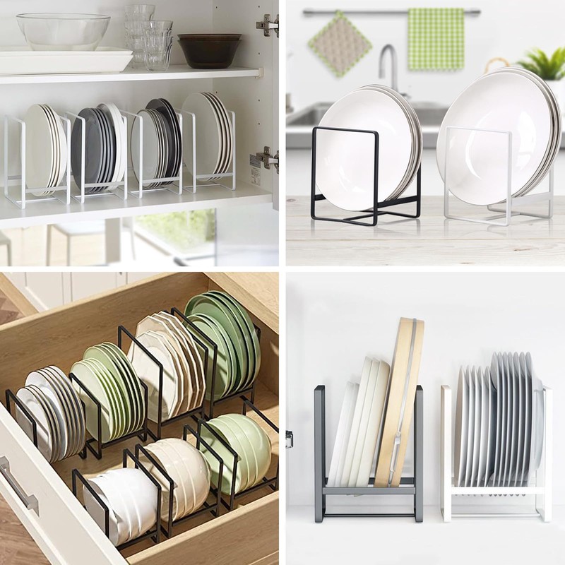 QUMENEY 2 Pack Large Plate Holders Organizers Plate Racks Upright