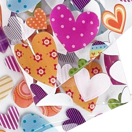 ONEART | Printed TPU Jelly Faux Leather 12 x 53 inches Transparent Clear Jelly Vinyl Great for Embroidery and Crafting Project (Colorful Heart)