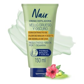 Nair Crema Depiladora Corporal Vello Grueso y Oscuro 150 ml. Probada por Dermatólogos con Ingredientes Naturales Piel Suave y Tersa hasta por 1 Semana