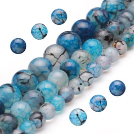 Youngbling Natural Gemstone Beads for Jewelry Making,10mm Dragon Vein Agate Polished Round Smooth Stone Beads,Genuine Real Stone Beads for Bracelet Necklace 15 Inch(Dragon Vein Agate,10mm)