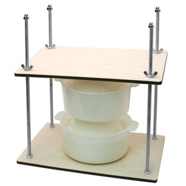 Wooden Cheese Press for Cheese Making Supplies 12in Metal Guides 13in and 2 Cheese Mold with Follower Piston 1.3Qt - large Home Supply Ultimate Cheese Press Machine - Prensa Para Queso