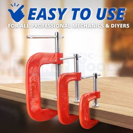 Dunnet Tools Heavy Duty G-Clamp DIY Tool Durable Equipment Building Supplies Clamps for Woodwork G Clamps C Clamp Joiner Woodworking Clamps Professional (1, Mini C-Clamp Set)