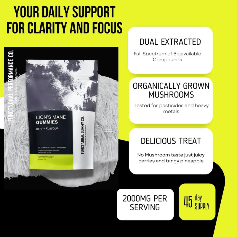 Dual Extract Lion’s Mane Mushroom Gummies with Vitamin D and