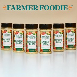 Farmer Foodie | Italian Herb | Vegan Dairy-Free Cashew Parmesan Cheese Alternative | Grated | Gluten-Free | Six-Pack | 6 x 3.2 oz Jar with Pour & Sprinkle Cap | 1.2 lbs Total