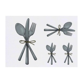 Azeeda 4 x 'Besteck' Temporäre Tattoos - Wasserfest, Hautfreundlich & Ungiftig · Transfers in Verschiedenen Größen (TO00051045)