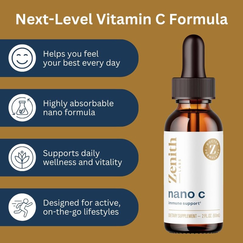 Zenith Labs Liquid Vitamin C Drops for Adults - Nano