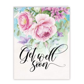 NobleWorks - Jumbo Get Well Greeting Card (8.5 x 11 Inch) - Beautiful Feel Better Soon, Group Notecard - Get Well Florals J4214HGWG