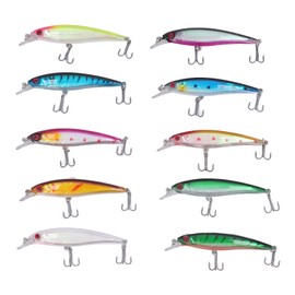 10pcs Fishing Lure Plastic Colorful Increase Success Realistic Fishing Bait for Deep Shallow Water
