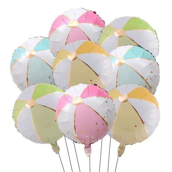 8pcs Beach Mylar Balloons Pool Party Decorations for Water Games