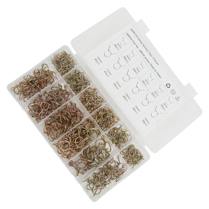 420pcs Fuel Line Spring Wire Clips 10‑Size 5‑14mm Air Tube