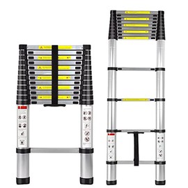 Telescoping Ladder 12.5 FT - ARCHOM Telescopic Ladder Aluminum Extend Ladder Multi-Purpose Portable Lightweight Folding Ladder with EN131