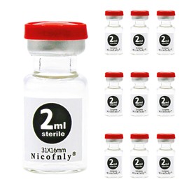 Nicofnly 2 ml sterile vials - 2 ml sterile empty vial with self-healing injection port and hinged lid, sterile, 10 packs