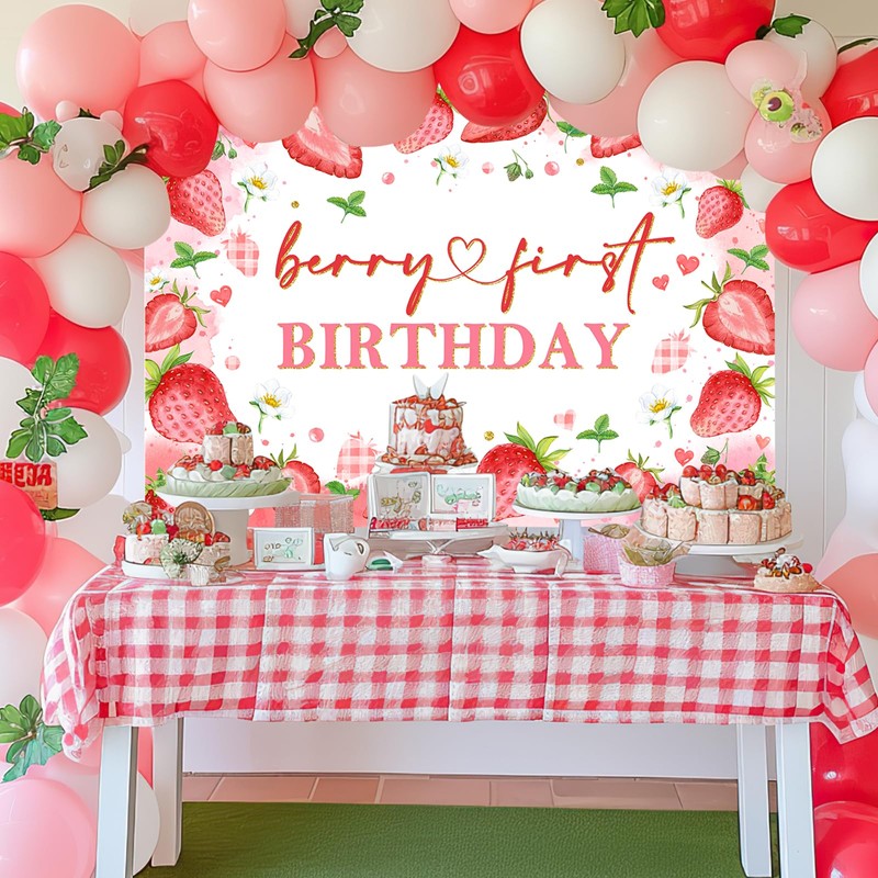 Avezano 7x5ft Berry First Birthday Backdrop Strawberry 1st Birthday Decorations