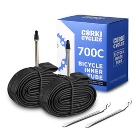 Corki Cycles Bike Tubes 700 x 23c 24c 25c 28c 30c 32c 35c 37c 38c 40c 42c 43c, 28" 700c Bike Tube, Presta/Schrader Valve 48mm 60mm 80mm 2 Pack