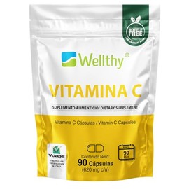 Wellthy Vitamina Cápsulas 300mg Solo Cápsula Día Vcaps Capsulas Veganas Bottle Free Hecho Planta Certificada