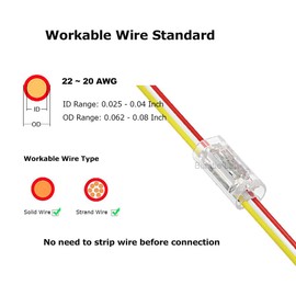 Masterwon Wire Connectors Quick Connect Terminal Block - 3-Pin Electrical Splice Crimp Set, Wire to Wire Junction Terminals Kit Compatible with 22-20 AWG LED Cable (10 Pack)