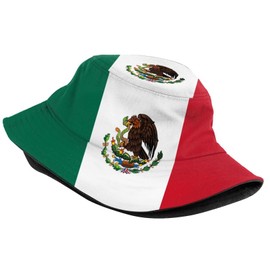 Cute Mexico Mexican Flag Bucket Hat Packable Fashion Sun Cap Outdoor Fisherman Hat for Women Men Boys Girls