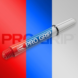 Target Darts Pro Grip Shafts - Set of 9 | 3 Colours, Blue/White/Red | Short, 34 mm | Dart Handles, Professional Dart Accessories, 2BA Shaft Multipack with Rings