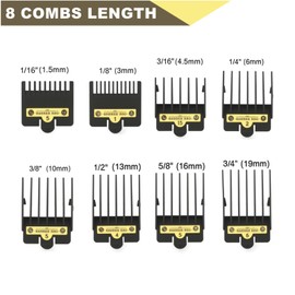 Compatible with Babyliss Clipper Guards,8 Pack Replacement Hair Clipper Guards Compatible with BabylissPRO Barberology FX673 FX825 FX870 FX880 Hair Clippers,Cutting Length from 1/16'' to 3/4''.