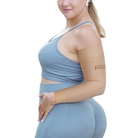 AMZAM® Medizinische Kompressionsbandage für Damen und Herren, 15–20 mmHg, abgestufte Kompressionsbandage mit Silikonband zur Schmerzlinderung, Lymphödeme, Ödeme, Schwellungen, Arthritis, Beige, Größe
