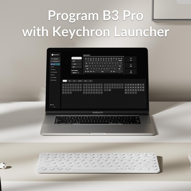 Keychron B3 Pro 75% Ultra-Slim Wireless Keyboard, 2.4GHz, Bluetooth 5.2