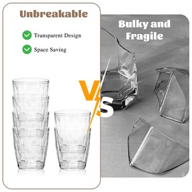 DIBALIYI 6PCS Clear Plastic Cups, 310ml Reusable Premium Acrylic Tumbler Glasses, Unbreakable Drinking Cup for Kids and Adults, 10.5 OZ Stackable Glasses Dishwasher Safe for Home Picnic