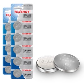 Tenergy CR2016 Battery, CR2016 3V Lithium Battery Watches, Key Fobs, Calculators, Medical Devices, and More, 10 Count