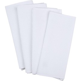 Moosfor 100% Cotton Tea Towels, Highly Absorbent Soft Dish Cloths, Quick Drying Kitchen Cloths for Washing Up, Pack of 4, 32 x 71 cm, White