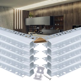 Muzata 10Pack 3.3FT/1M Plaster-In LED Channel Trimless Recessed LED Strip Diffuser Channel Spotless Deeper Wider for Drywall Ceiling Wall U117 WW 1M