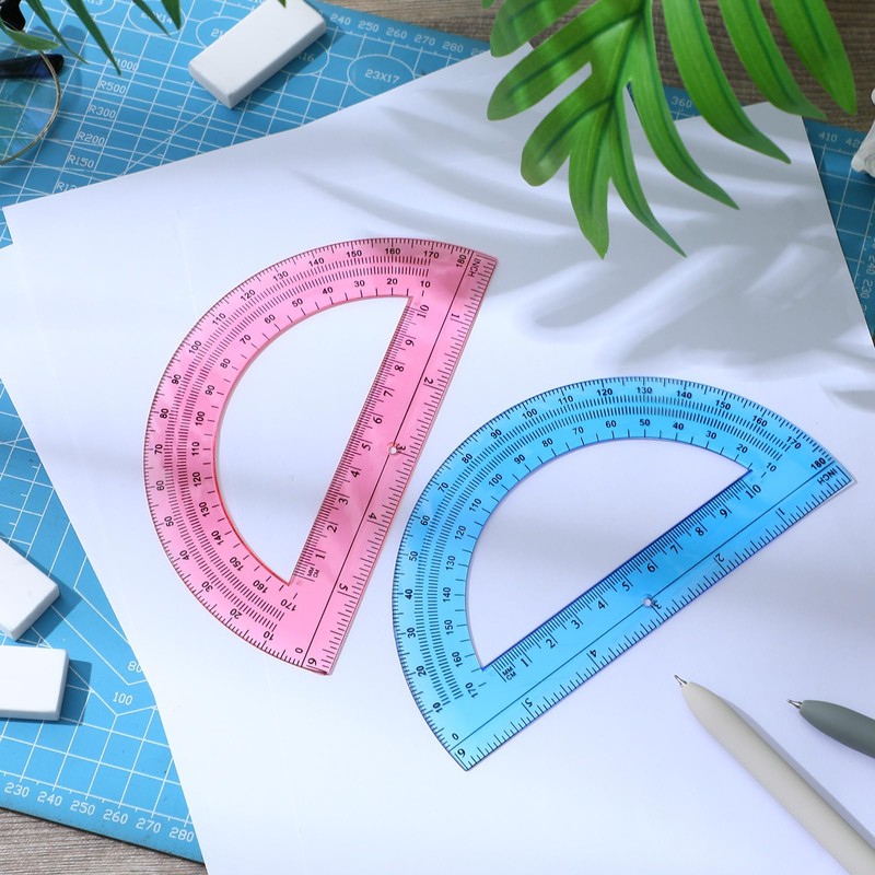 EBOOT Plastic Protractor Math Protractors 180 Degrees, 6 Inch, Pack