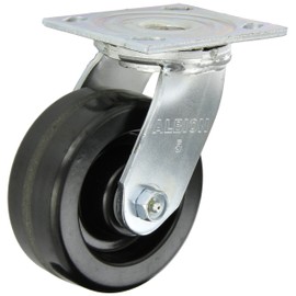 Albion 16 Series Medium Heavy Duty Zinc Swivel Plate Caster, Roller Bearing, 5" Diameter Phenolic Wheel, 4-1/2" Length x 4" Width Plate, 1000 lbs Capacity