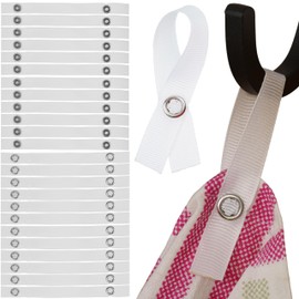 24 Pack 150 x 12 mm Loops in White with Press Stud Fastening, Hanger Loops for Tea Towel, Bath Towel, Cloth, Decoration, Camping Accessories