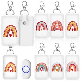 Liliaafar 6 Pcs Rainbow Classroom Doorbell Holder for Teacher Lanyard Back to School Leather Doorbell Holded Class Bell Keychain Case Gift for Classroom Teacher Must Haves