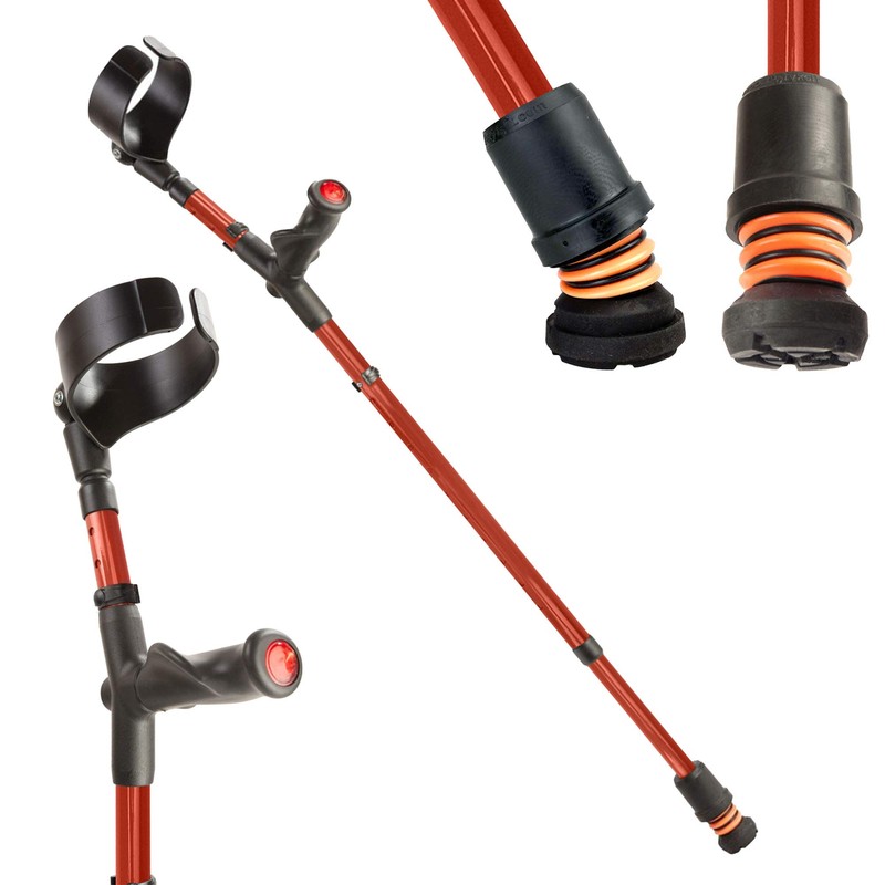 Flexyfoot Shock Absorbing Comfy Grip Double Adjustable Crutch - Improves