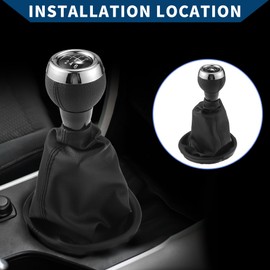 Hihaha 6 Speed Gear Shift Knob with Dust Cover for Mini Cooper R56 2006-2012 / Front Stick Shifter Lever Knob/Durable Plastic / 1 Pcs Black