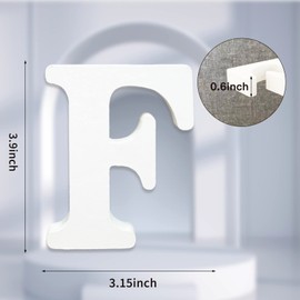 AOCEAN 4 Inch White Wood Letters Unfinished Wood Letters for Wall Decor Decorative Standing Letters Slices Sign Board Decoration for Craft Home Party Projects (F)