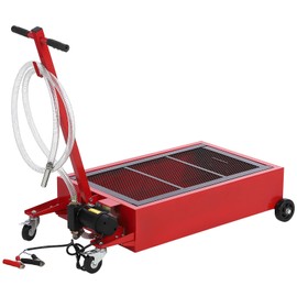 Oil Drain Pan 20 Gallon Oil Drain Tank, 76L Low Profile Oil Drain Pan, Large Capacity Oil Change Pan, Foldable Hand, with Pump, Hose, Swivel Casters Wheels for Car, SUV, Trucks Oil Draining