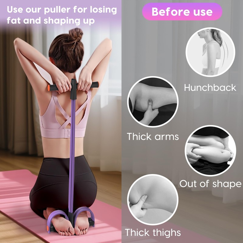 Resistance Bands with Handles, 6-Tube Elastic Foot Pedal Resistance Band,