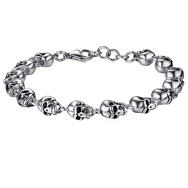 U7 Men Skull Link Bracelets Stainless Steel Vintage Gothic Punk Skeleton Chain Bracelet 8.3"