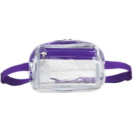 Fuel Transparent Clear See Through Fanny Pack Waist Bag Adjustable Strap,for Sports, Events, Festivals, Work, Clear/Purple