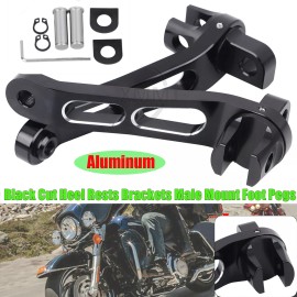 Unbranded Black Male Mount Foot Pegs Heel Rest For Harley Dyna Wide Super Glide Low Rider