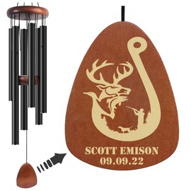 Custom Wind-Chimes-Outdoor-Large-Decor for Hunter, Hunting Lover, Deep Tone Soothing Melodic Tones Windchimes, Wind Chimes for Outside, Memorial Wind Chimes Best Gift for Mom Women Grandma Neighbors