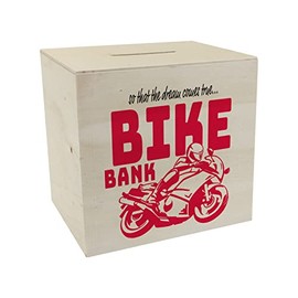 Bike Bank Wooden Money Box in Red on the Theme of Motorcycle Buying and Motorcycling Beautiful Money Box Gift for Money Foxes Who Like a Biker's Dreams or Their Own Dream