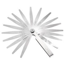sourcing map Metric Thickness Feeler Gauge 0.01-1.0mm 18 Blades Tapered Feeler Gauge Set Stainless Steel Measuring Gap Width Tool kit for Repair Valve Guitar Spark Plug
