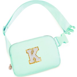 Uygafly Belt Bag Fanny Pack Crossbody Bags with Initials Cute Stuff Birthday Gifts for Teenager Girls Trendy Stuff for Teens - White K,Light Green Bag