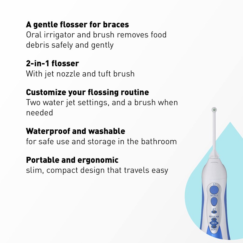 Panasonic Professional Water Flosser for Braces, 2-in-1 Cordless, Portable Oral