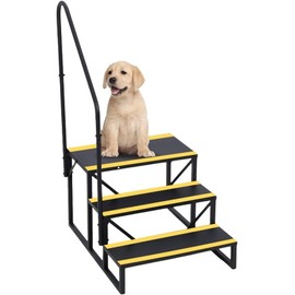 3-Step RV Steps with Handrail, Portable Pool Ladder Hot Tub Steps with Handrail, RV Stairs for Camper SPA Pool Mobile Home