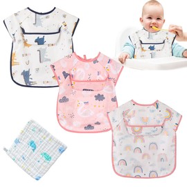 baberos con bolsillo… (Cisne + arco iris + corona)